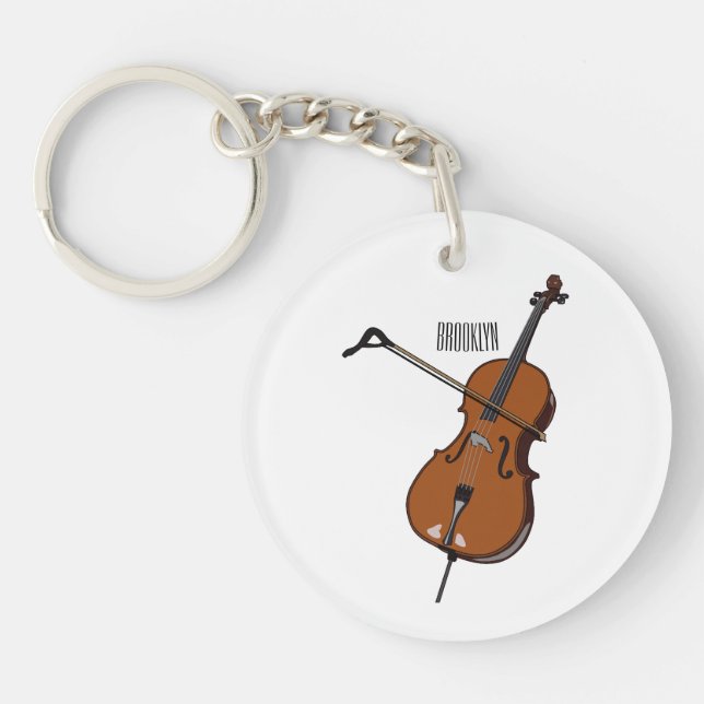Cello cartoon illustration  keychain (Front)