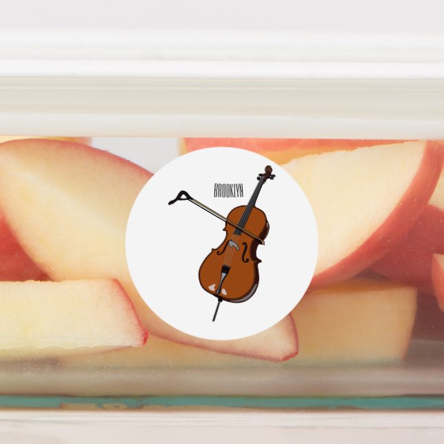 Cello cartoon illustration  labels (Affixed)