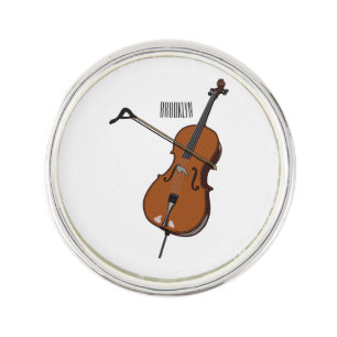 Cello cartoon illustration lapel pin
