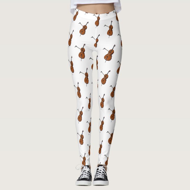 Cello cartoon illustration  leggings (Front)