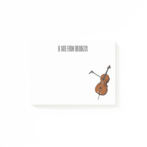 Cello cartoon illustration  post-it notes