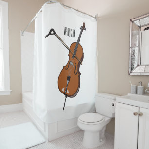 Cello cartoon illustration shower curtain
