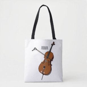 Cello cartoon illustration tote bag