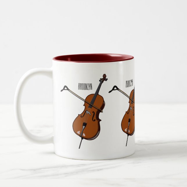 Cello cartoon illustration  Two-Tone coffee mug (Left)