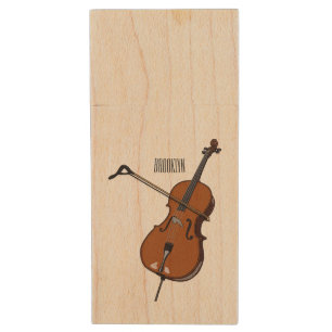 Cello cartoon illustration wood flash drive