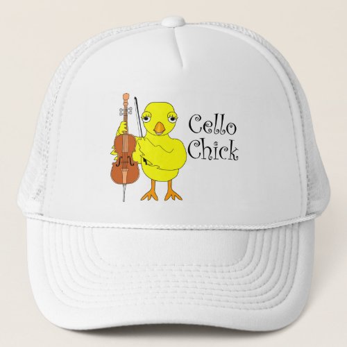 Cello Chick Text Trucker Hat