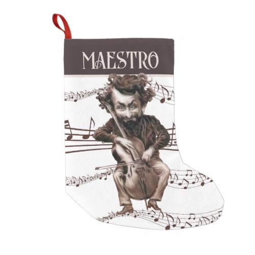 Cello Chops Funny Musician Vintage Christmas Small Christmas Stocking