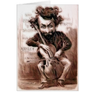 Cello Chops Vintage Muscian Sepia Blank Cards