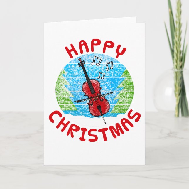 Cello Christmas Card Cellist String Musician (Front)