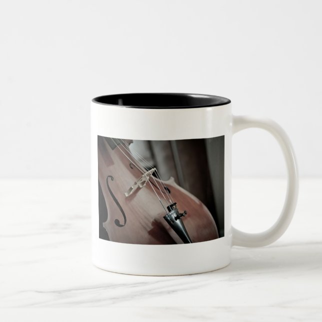 Cello classical music stringed instrument Two-Tone coffee mug (Right)