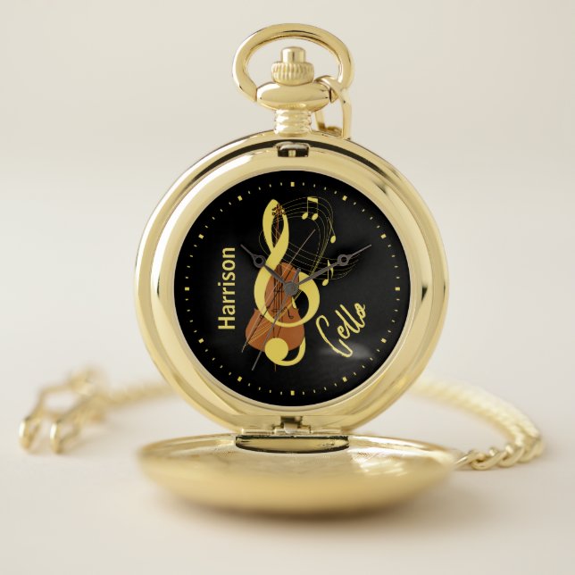Cello Classical  Musician Music Personalized Pocket Watch (Inside)