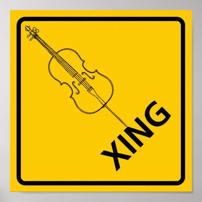 Cello Crossing Highway Sign Posters