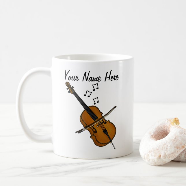 Cello Custom Mug Cellist String Musician Gift (With Donut)