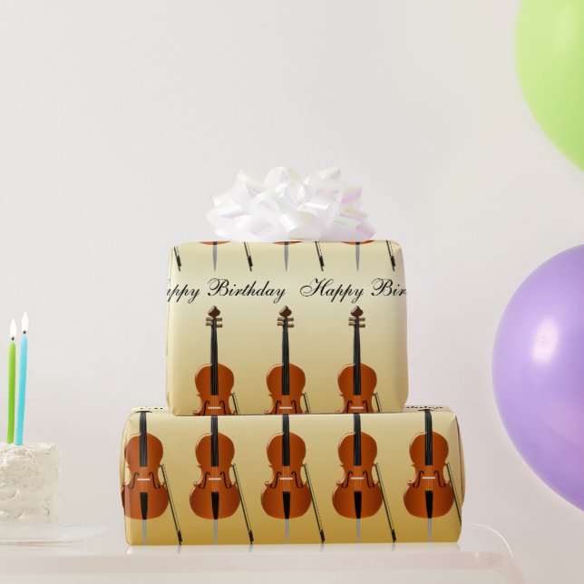 Cello Design Birthday Wrapping Paper (Party Gifts)