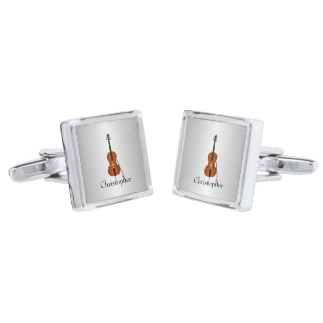 Cello Design Personalised Square Cufflinks (Angled)