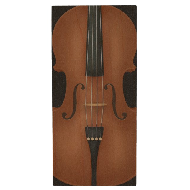 Cello Front & Back Custom Classical Music Wood Wood Flash Drive (Front Vertical)