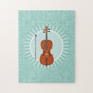 Cello Fun Turquoise Swirl Music Jigsaw Puzzle