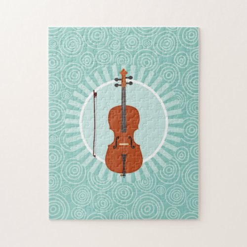Cello Fun Turquoise Swirl Music Jigsaw Puzzle