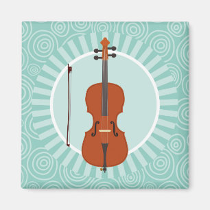 Cello Fun Turquoise Swirl Music Magnet