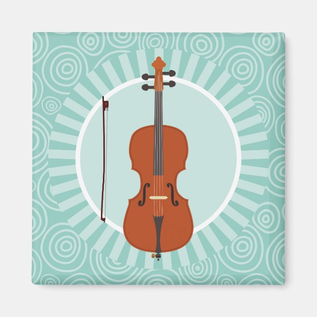 Cello Fun Turquoise Swirl Music Magnet (Front)