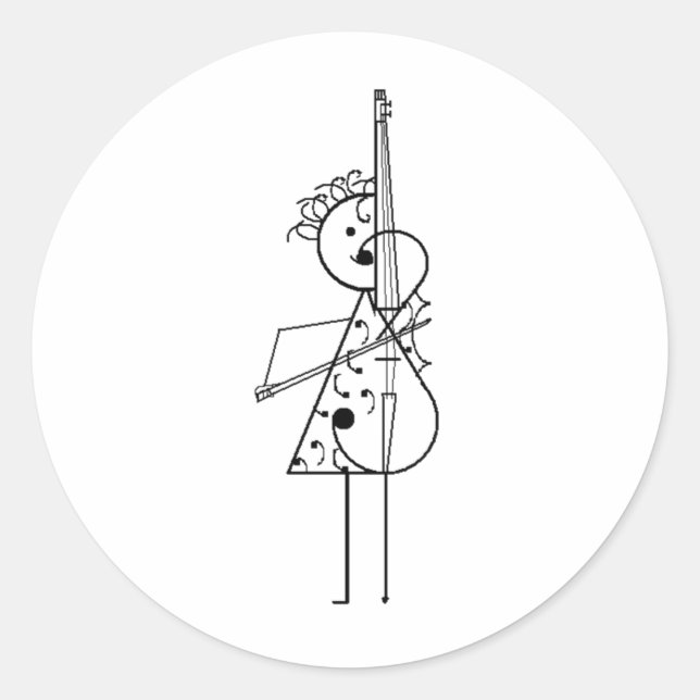 Cello Girl Classic Round Sticker (Front)