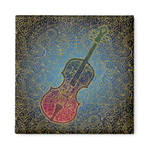 Cello Gold Filigree - Colorful Music Magnet