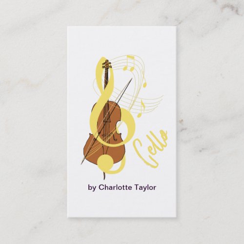 Cello Graphic Musician Music Theme Business Card