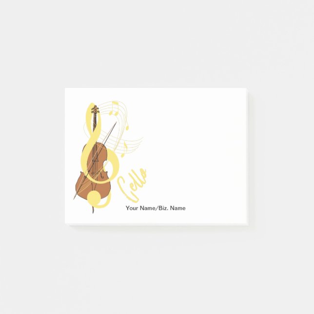 Cello Graphic Musician Music Theme Post-it Notes (Front)