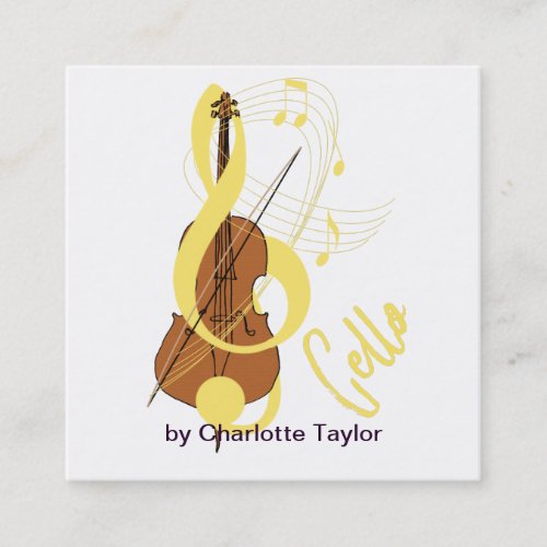Cello Graphic Musician Music Theme Square Business Card