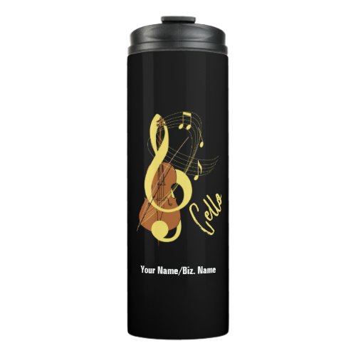 Cello Graphic Musician Music Theme Thermal Tumbler