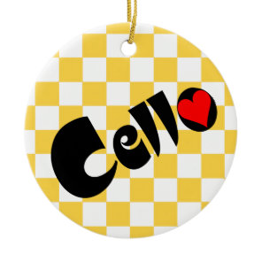 Cello Heart Ceramic Ornament
