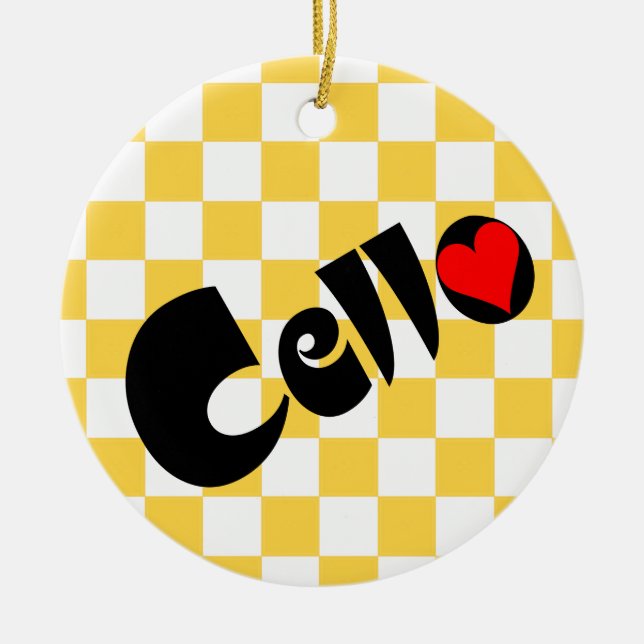 Cello Heart Ceramic Ornament (Front)