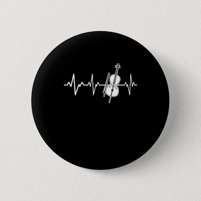 Cello Heartbeat Classic Cellist Gift Idea Button (Front)