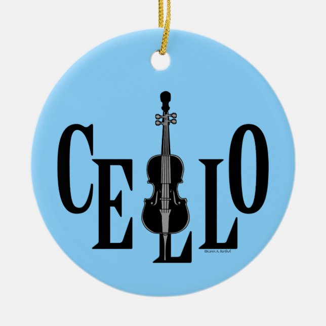 Cello In Cello Ceramic Ornament (Front)