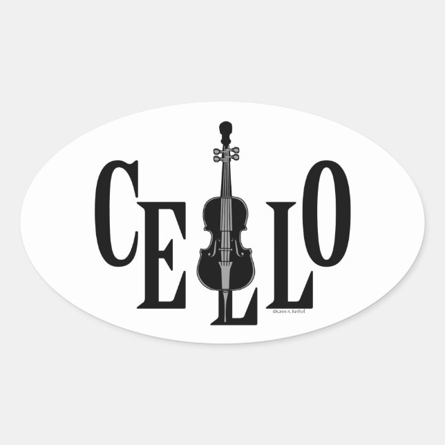 Cello In Cello Oval Sticker (Front)