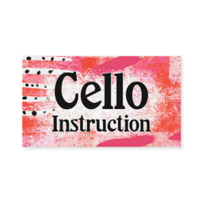 Cello Instruction Lessons Hot Pink Business Cards