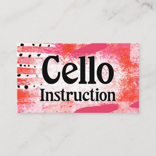 Cello Instruction Lessons Hot Pink Business Cards 
