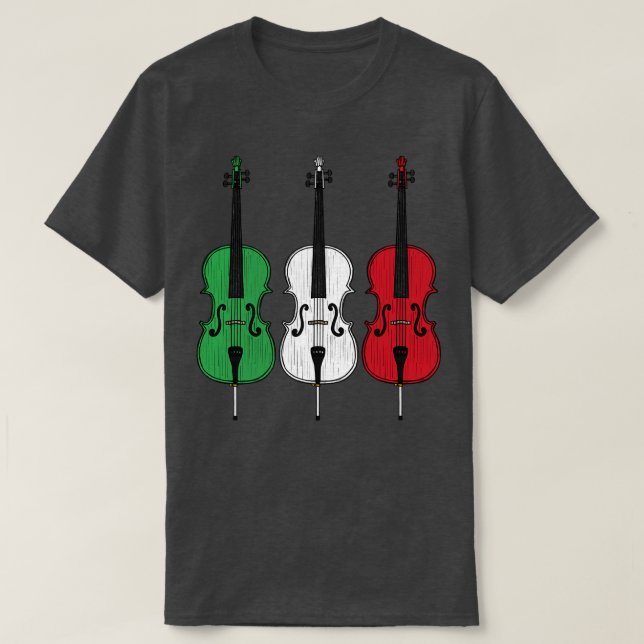 Cello Italian Flag Cellist String Musician Italy T-Shirt (Design Front)