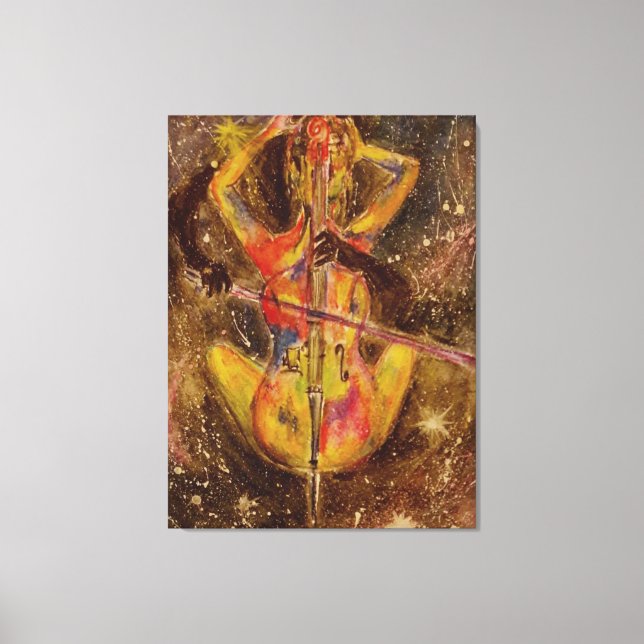 Cello Lady Canvas Print Space Sonata - Painting (Front)