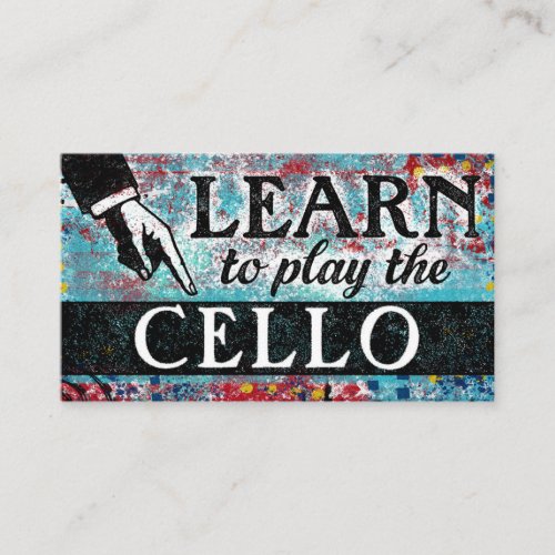 Cello Lessons Business Cards _ Blue Red