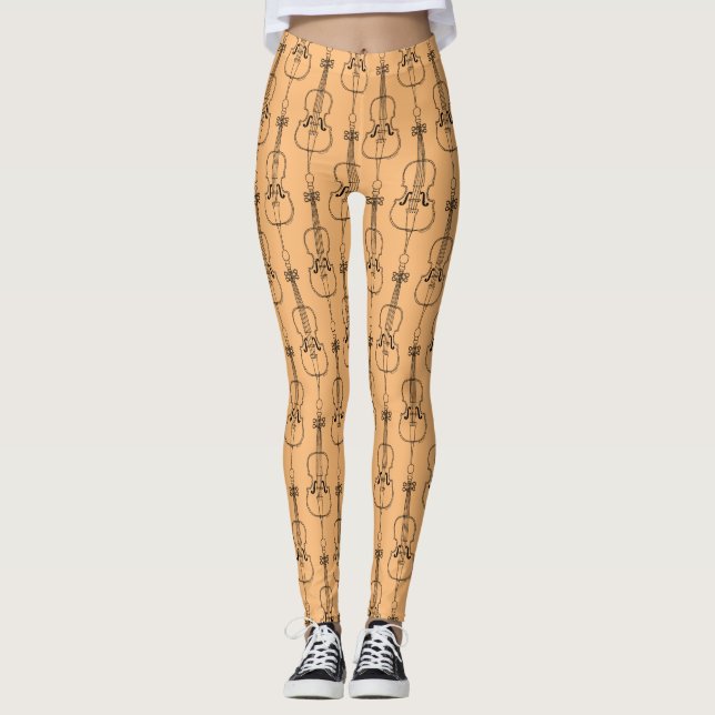 Cello Line Drawing Leggings (Front)