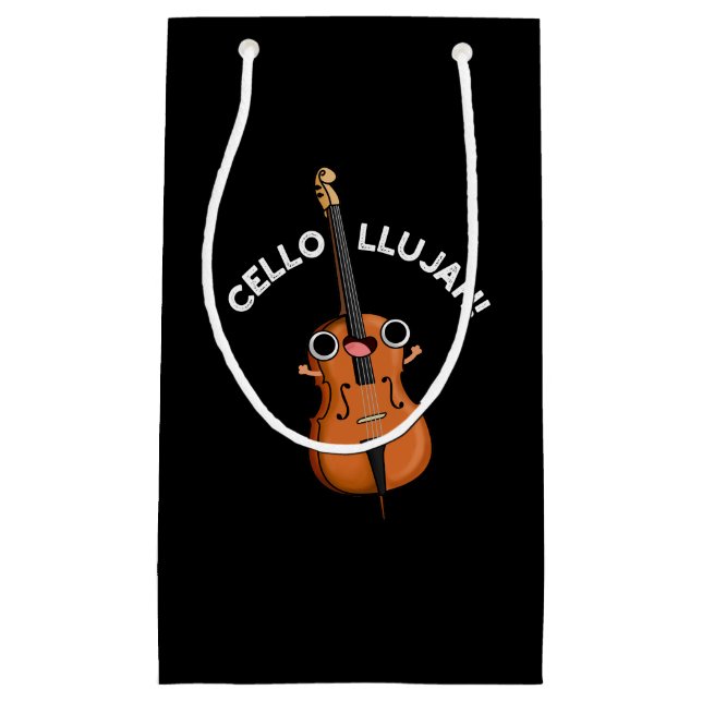 Cello-llujah Funny Cello Pun Dark BG Small Gift Bag (Front)