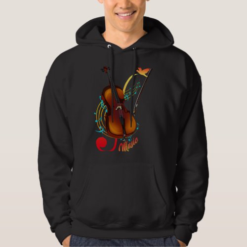 Cello Lover Cellist Musician Bird Music Notes Cell Hoodie