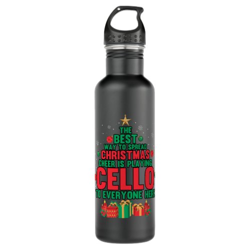 Cello Lover Cellist Playing Cello Christmas Classi Stainless Steel Water Bottle