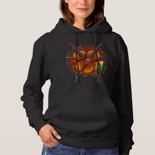 Cello Lover Colorful Music Notes Cello Player Orch Hoodie