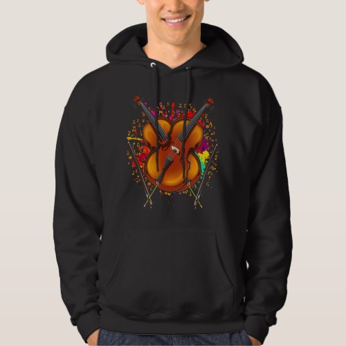 Cello Lover Colorful Music Notes Cello Player Orch Hoodie