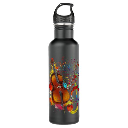 Cello Lover Colorful Treble Clef Orchestra Cello P Stainless Steel Water Bottle