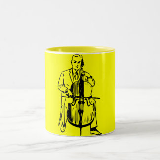 Cello man plays Bach Two-Tone Coffee Mug