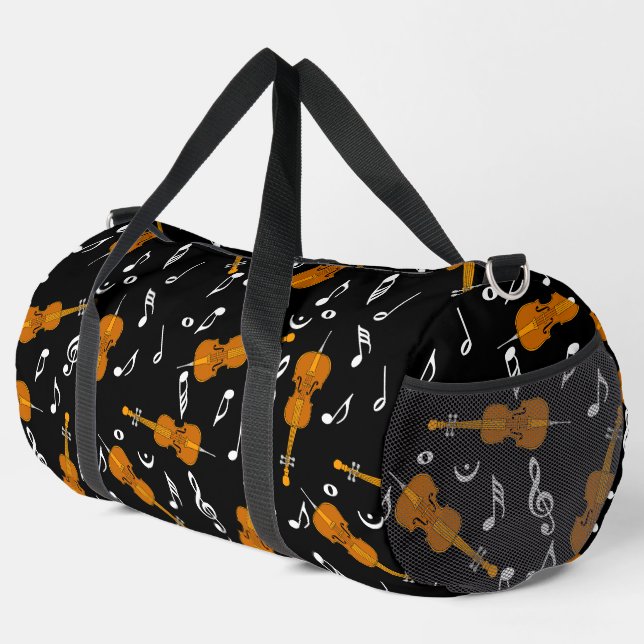 Cello Music Note Pattern Duffle Bag (Right Corner)