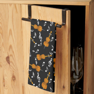 Cello Music Note Pattern Kitchen Towel